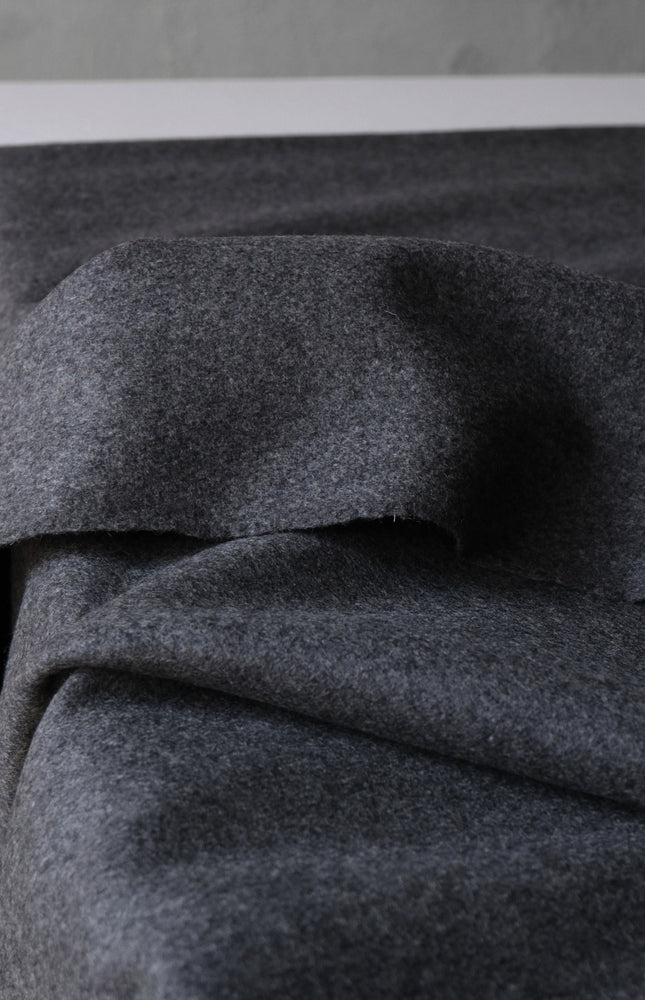 Charcoal Yak Wool Fabric Set | Herringbone, Twill & Boiled Wool, 380 GSM