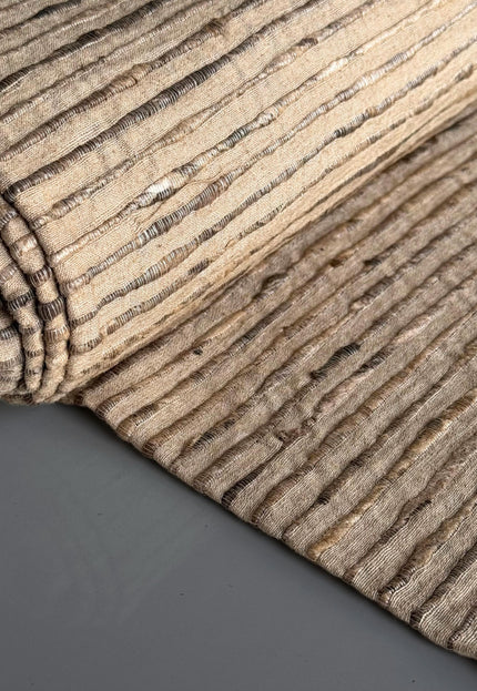 Undyed Tussar Silk Noil Striped Fabric | 280 GSM | 44” Wide
