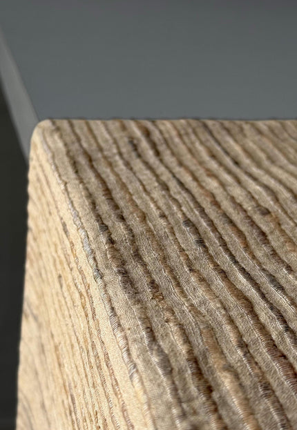 Undyed Tussar Silk Noil Striped Fabric | 280 GSM | 44” Wide
