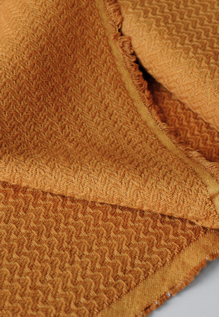 Handwoven Wool-Cotton Double Herringbone Fabric, 300 GSM, 46" Wide
