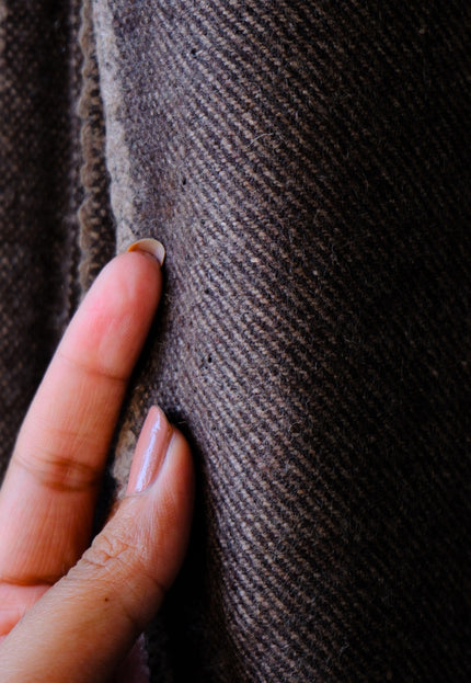 Dark Brown Yak Wool Tweed (Plain, Herringbone & Twill) Fabric, 320 GSM, 54" wide