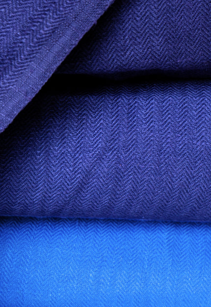 Indigo Hemp Herringbone Fabric with Black Selvedge | 54" wide | 240 GSM