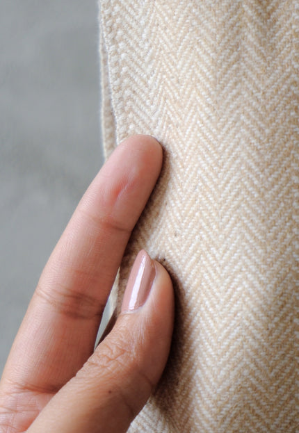 Beige Tweed Fabric, 320 GSM Medium - Heavy weight Tweed, 56" wide