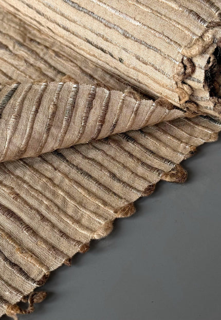 Undyed Tussar Silk Noil Striped Fabric | 280 GSM | 44” Wide