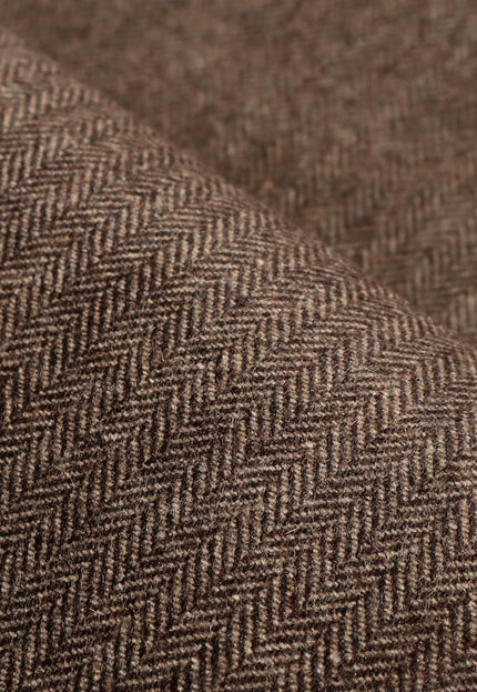 Tissu tweed à chevrons marron en pure laine de yak au mètre, 58 pouces de large, 373 g/m²