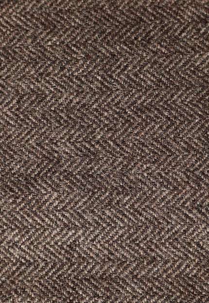 Tissu tweed à chevrons marron en pure laine de yak au mètre, 58 pouces de large, 373 g/m²