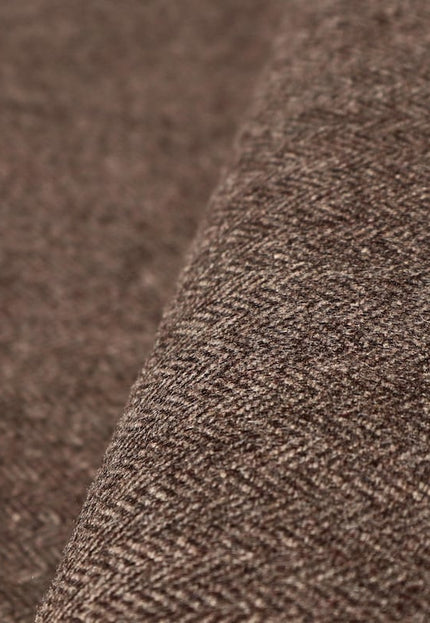 Tissu tweed à chevrons marron en pure laine de yak au mètre, 58 pouces de large, 373 g/m²