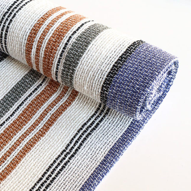 Tela de cáñamo rayada tejida a mano por yarda, 56 pulgadas de ancho, 40s slub, 330 GSM