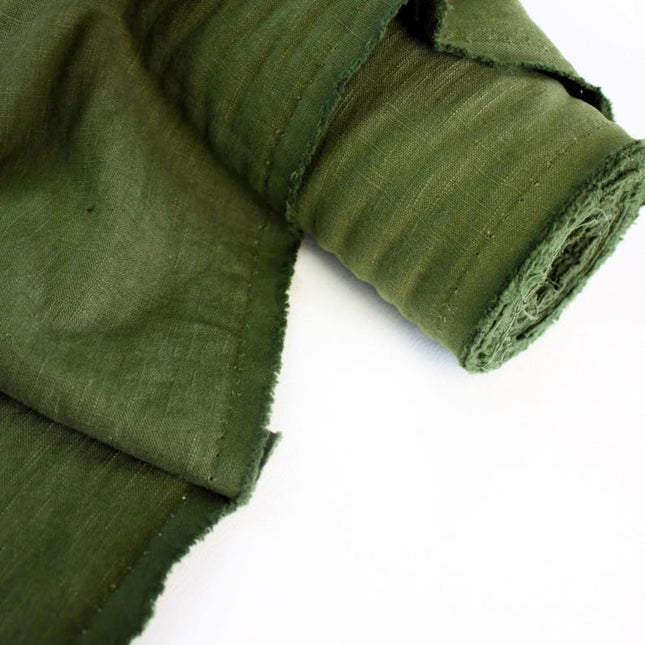 Tela de lino verde militar por yarda, 58 pulgadas de ancho, 40s lea, 170 GSM