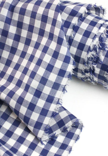 Printed Checkered Linen Fabric by the yard, 58" inches wide, 170 GSM, 40s lea