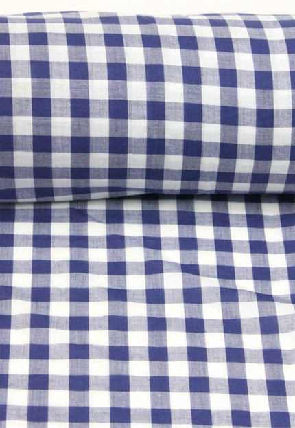 Printed Checkered Linen Fabric by the yard, 58" inches wide, 170 GSM, 40s lea