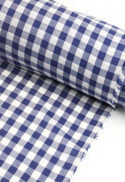 Printed Checkered Linen Fabric by the yard, 58" inches wide, 170 GSM, 40s lea