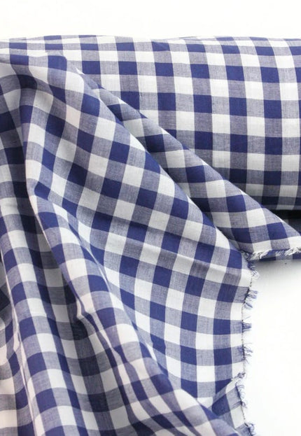 Printed Checkered Linen Fabric by the yard, 58" inches wide, 170 GSM, 40s lea