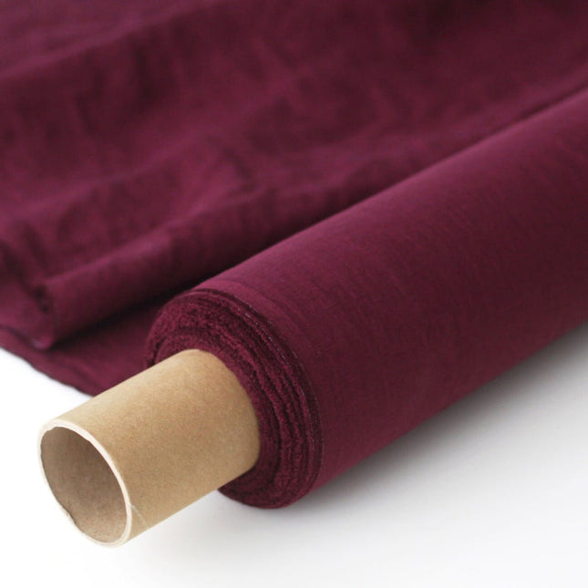 Tela de lino orgánico color vino por yarda, 58" pulgadas de ancho, 170 g/m²