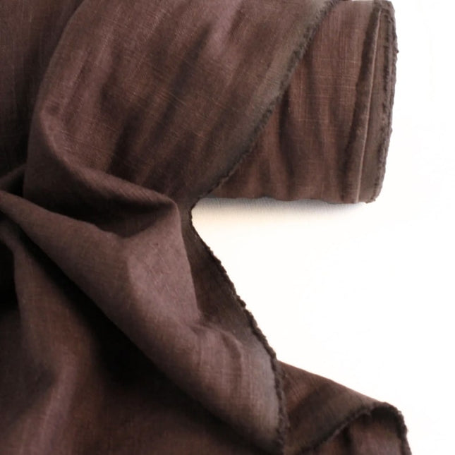 Tela de lino marrón oscuro por yarda, 58 pulgadas de ancho, 40s lea, 170 GSM
