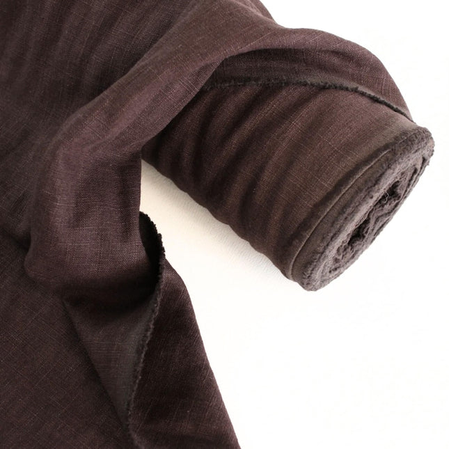 Tela de lino marrón oscuro por yarda, 58 pulgadas de ancho, 40s lea, 170 GSM