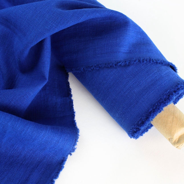 Tela de lino azul real por yarda, 58 pulgadas de ancho, 40s lea, 170 GSM