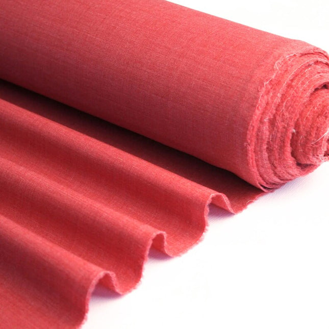 Tela de lino color rojo tomate por yarda, 58" de ancho, 40s lea, 203 GSM