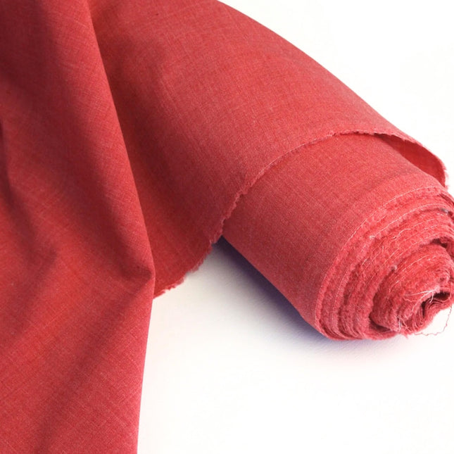 Tela de lino color rojo tomate por yarda, 58" de ancho, 40s lea, 203 GSM