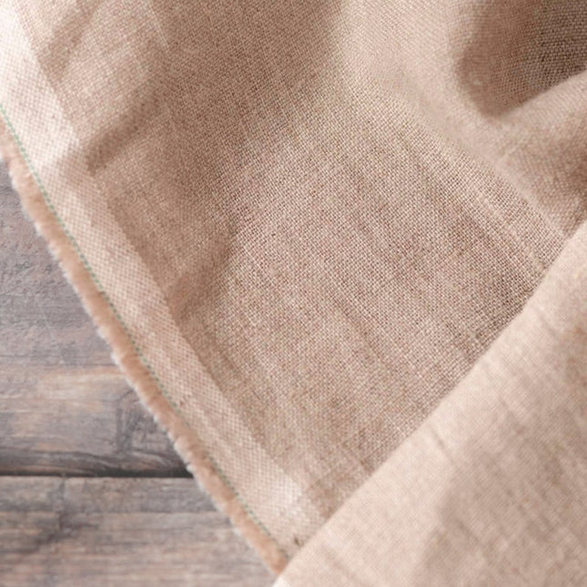 Tela de lino marrón claro por yarda, 58 pulgadas de ancho, 40s lea, 170 GSM