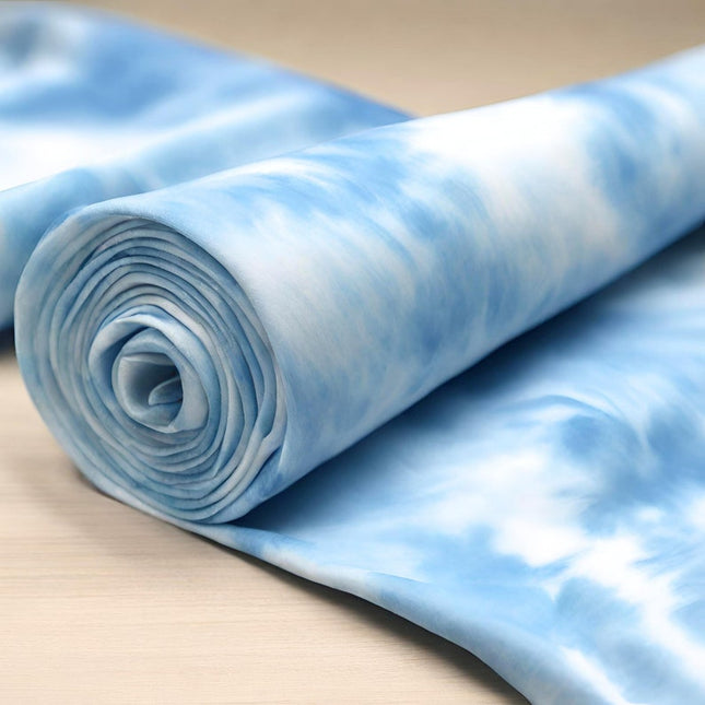 Tie-dyed pastel blue Bemberg™ Modal fabric by the yard, 56 inches wide, 140 GSM