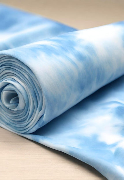 Tie-dyed pastel blue Bemberg™ Modal fabric by the yard, 56 inches wide, 140 GSM