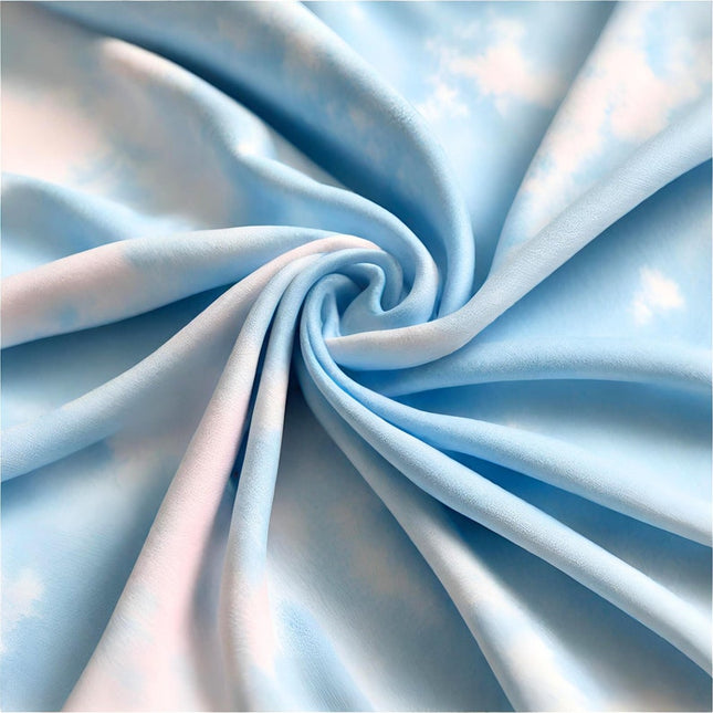 Tie-dyed pastel blue Bemberg™ Modal fabric by the yard, 56 inches wide, 140 GSM