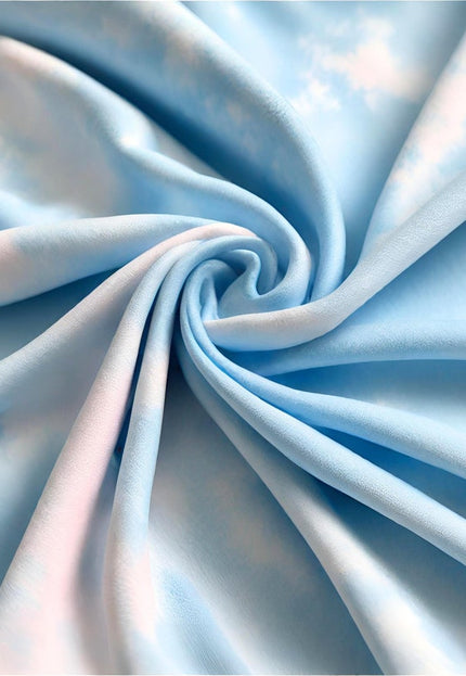 Tie-dyed pastel blue Bemberg™ Modal fabric by the yard, 56 inches wide, 140 GSM