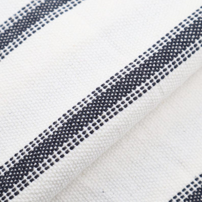 Diseño de rayas negras sobre tela de algodón Kala tejida a mano - 45 pulgadas de ancho, 280 GSM, 40 s/2 hilos