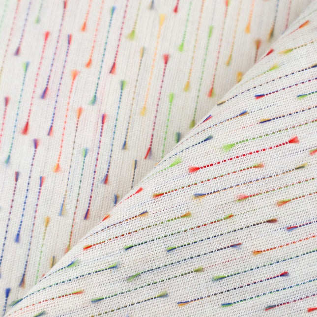 Motivos de lluvia de meteoritos multicolores sobre tela de algodón de muselina de Bengala por yarda, 45 pulgadas de ancho, 157 GSM