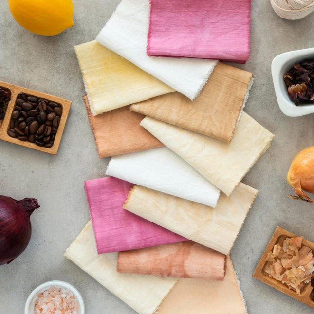 Tejidos de algodón Kala teñidos naturalmente (muestras tamaño A4) - 7 tejidos teñidos naturalmente, muestras de tela de algodón Kala tejida a mano de 40 hilos, 166 g/m²