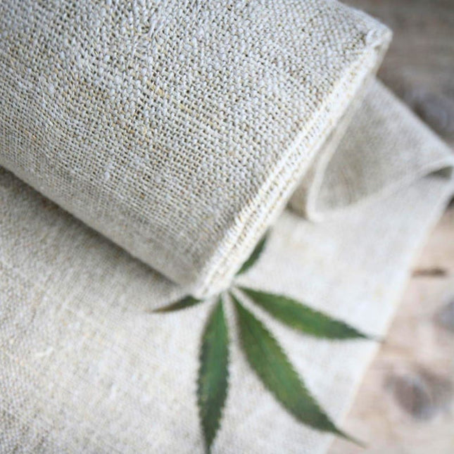 Tela de cáñamo puro de 3 capas teñida naturalmente por yarda, 36 pulgadas de ancho, 514 GSM