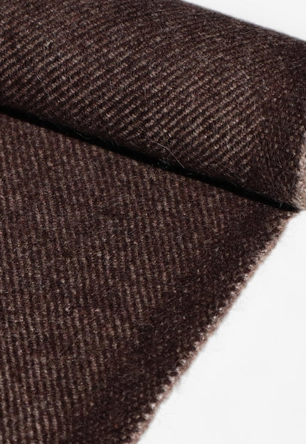 Tissu en tweed sergé de laine de yak marron pur au mètre, 58 pouces de large, 373 g/m²