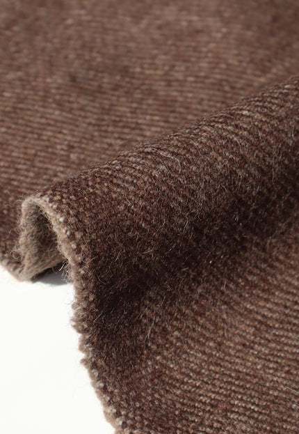 Tissu en tweed sergé de laine de yak marron pur au mètre, 58 pouces de large, 373 g/m²