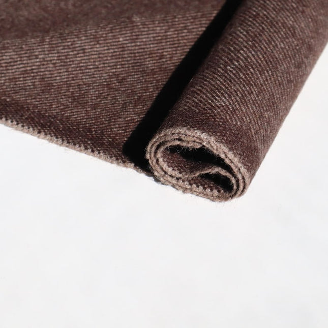 Tissu en tweed sergé de laine de yak marron pur au mètre, 58 pouces de large, 373 g/m²