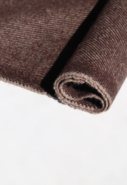 Tissu en tweed sergé de laine de yak marron pur au mètre, 58 pouces de large, 373 g/m²