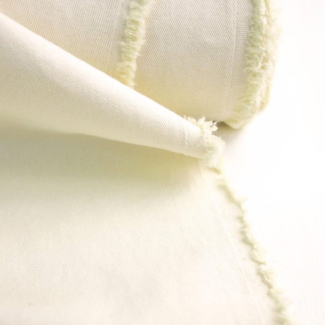 Stone-washed White Organic Cotton Denim Fabric by the yard, 58 inches wide, 271 GSM