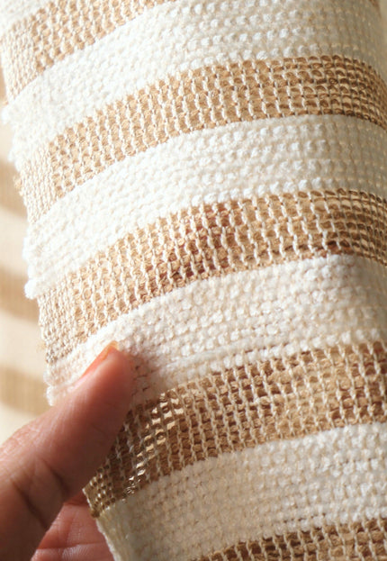 Handloom Eri Silk Fabric with Silk Pile Stripes | 44” Wide | 125 GSM