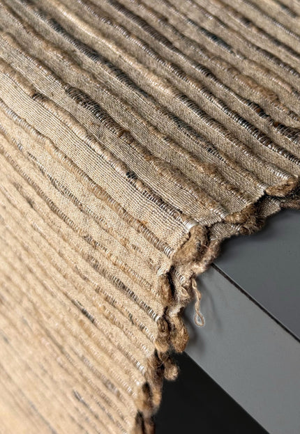 Undyed Tussar Silk Noil Striped Fabric | 280 GSM | 44” Wide