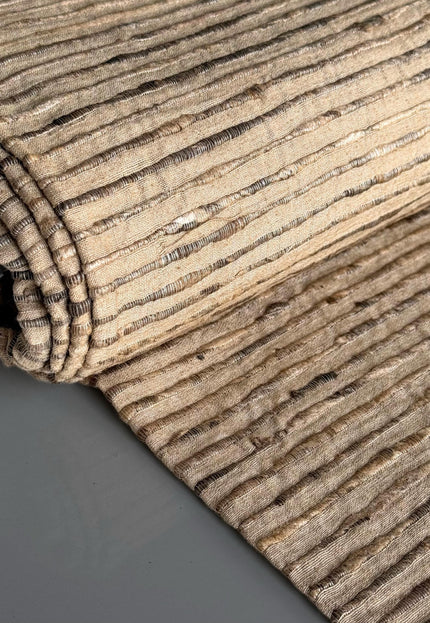 Undyed Tussar Silk Noil Striped Fabric | 280 GSM | 44” Wide