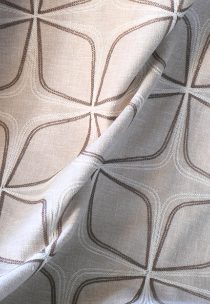 Embroidered Cotton-Linen Fabric (Greige), 47" Wide, 220 GSM