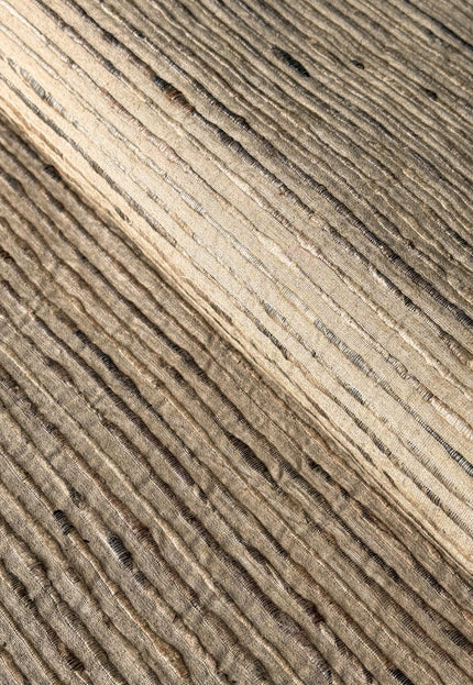 Undyed Tussar Silk Noil Striped Fabric | 280 GSM | 44” Wide
