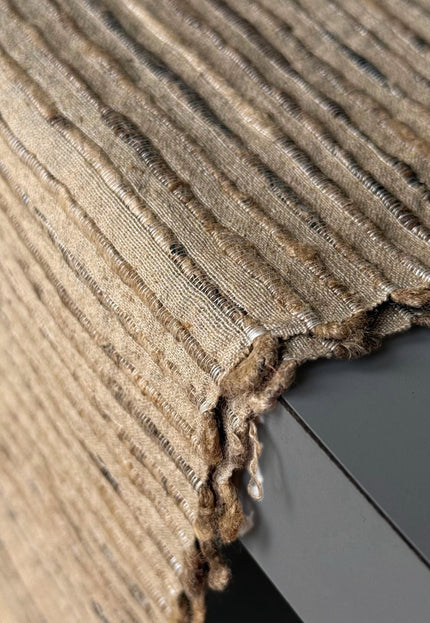 Undyed Tussar Silk Noil Striped Fabric | 280 GSM | 44” Wide