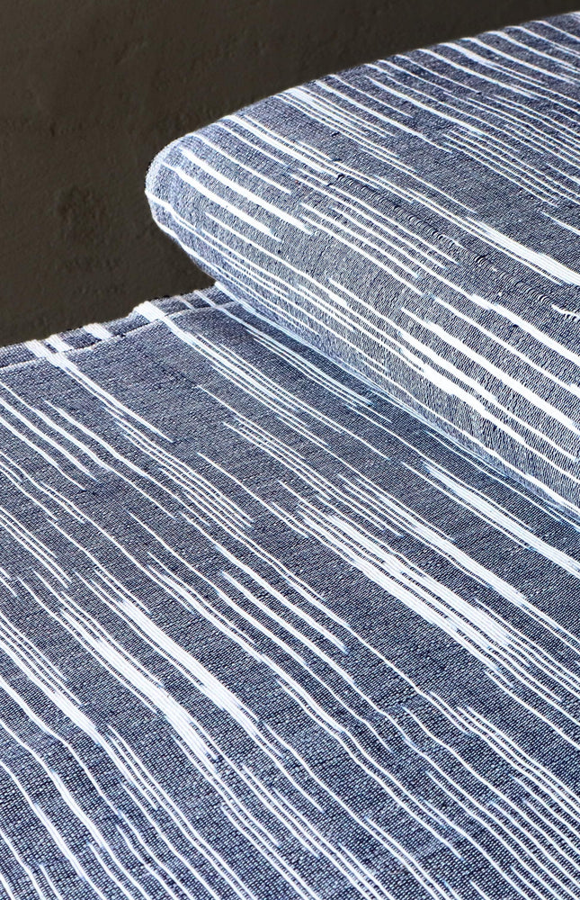 Indigo Handwoven Kasuri Fabric, 45" Wide, 300 GSM