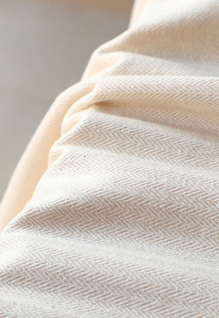 Cotton + Linen Blend Greige Herringbone Fabric | 240 GSM | 54” inches Wide - By the Yard