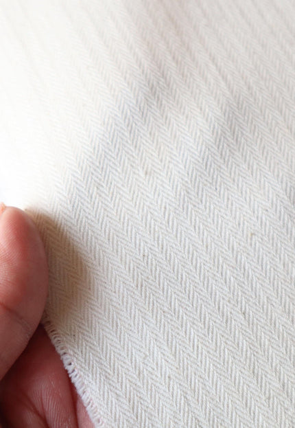 Cotton + Linen Blend Greige Herringbone Fabric | 240 GSM | 54” inches Wide - By the Yard