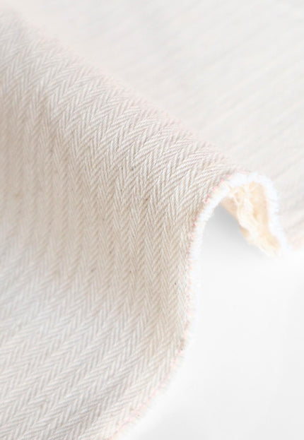 Cotton + Linen Blend Greige Herringbone Fabric | 240 GSM | 54” inches Wide - By the Yard