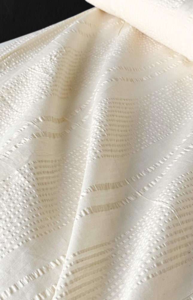 Greige Cotton Seersucker Fabric — Lightweight | 58" Wide | 119 GSM