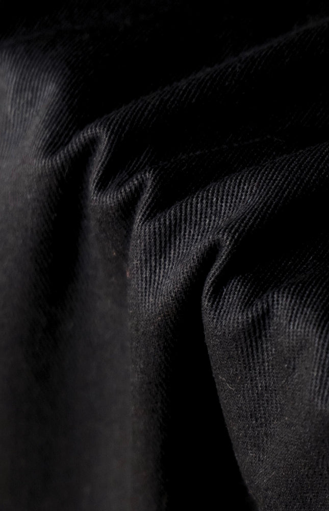 Jet Black Cotton Twill Fabric, 58" Wide, 240 GSM