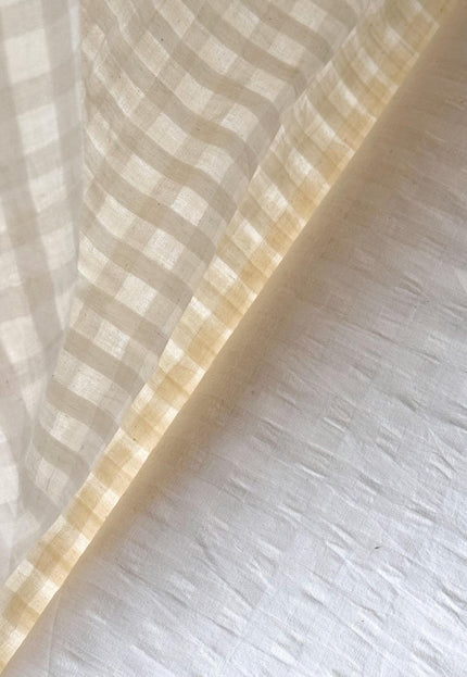 Self-Checkered Bengal Muslin Cotton Fabric — Fine 80 Count | 44" Wide | 90 GSM